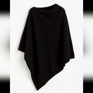 Gorgeous black cashmere asymmetrical poncho